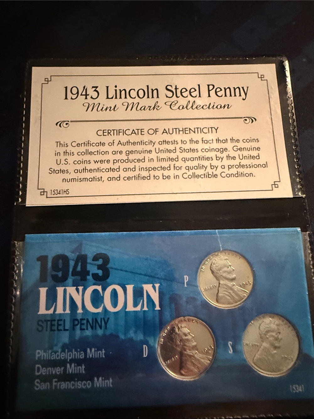 1943 Lincoln Steel Penny Set - Blue Display